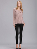 Elegant Chiffon Flounced Long Trumpet Sleeve Solid Color Shirt