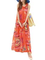 Elegant Chiffon Printed Bohemia Beach Dresses For Women