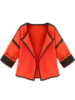 Elegant Color Block Hollow Out Patchwork Short Women Cardigan