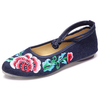 Elegant Embroidered Flower Mary Jane Flat Casual Shoes