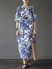 Elegant Half Sleeves Floral Printed Noble Dresses
