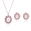 Elegant Jewelry Set Flower Pearl Rhinestone Earrings Necklace Set