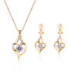 Elegant Jewelry Set Heart Rhinestone Earrings Necklace Set
