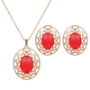 Elegant Jewelry Set Opal Hollow Oval Necklace Earrings Set