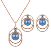 Elegant Jewelry Set Rhinestone Circle Pearl Earrings Necklace Set