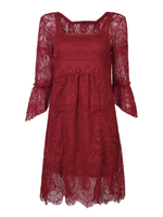 Elegant Lace Hollow Two-Piece Half Sleeve Dress For Women