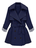 Elegant Lapel Long Sleeve Belt Lace Patchwork Double Breasted Jacket