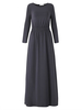 Elegant Long Sleeve Elastic Waist Long Maxi Dress For Women