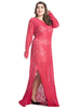 Elegant Long Sleeves Hollow Open Fork Lace Dresses
