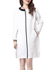 Elegant Loose Contrast Color Pocket Long Sleeve Women Dress
