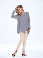 Elegant Loose Long Sleeve Irregular Hem T-shirt