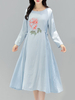 Elegant Loose O-Neck Long Sleeve A-Line Women Dresses