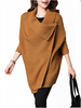 Elegant Loose Solid Long Sleeve Irregular Knit Women Cardigan