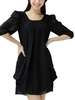 Elegant Loose Women Solid Half Sleeve O Neck Pleated Dress