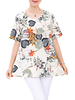 Elegant O-neck Short Sleeves Pocket Floral Printed T-Shirts For Women