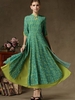 Elegant Print Fake Two Pieces 3/4 Sleeve Maxi Dress For Women