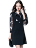 Elegant Printed Bow Tie Chiffon Patchwork Mini Dress For Women