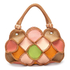 Elegant PU Leather Joint Flower Geometric Pattern Shopping Bag Handbag Phone Bag Tote