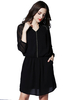 Elegant Pure Color Elastic Waist Chiffon Mini Dress For Women