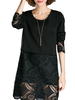 Elegant Pure Color Lace Patchwork Hollow Out Mini Dress For Women