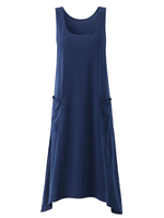 Elegant Sleeveless Pocket Pure Color Irregular Hem Dresses