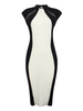 Elegant Slim Patchwork Stand Collar Split Bodycon Dress