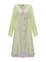 Elegant Solid Long Sleeve Button Two-Piece Maxi Dress For Women