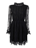 Elegant Transparent Lace Pleated Elastic Waist Women Mini Dress