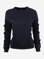 Elegant Women Bow Long Sleeve Pure Color O-neck Sweatshirts