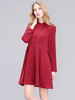 Elegant Women Chiffon Long Sleeve Pure Color Slim Mini Dress