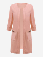 Elegant Women Collarless Single Breasted Long Sleeve Woolen Coat