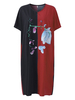 Elegant Women Contrast Color Short Sleeve V-neck Dresses