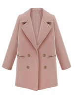 Elegant Women Double Breasted Long Sleeve Lapel Woolen Coat