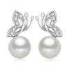 Elegant Women Earrings Pearl Rhinestone Butterfly Earrings