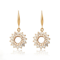 Elegant Women Earrings Rhinestone Crystal Flower Tassel Earrings