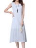 Elegant Women Embroidery Sleeveless Straight Cotton Linen Dress