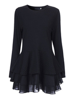 Elegant Women Fake Two Pieces Long Sleeve Knit Blouse