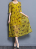 Elegant Women Floral Printed High Waist Mid-Long Dresses