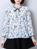 Elegant Women Floral Printed Long Sleeve Chiffon Blouses
