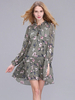 Elegant Women Floral Printed Long Sleeve Chiffon Mini Dress