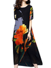 Elegant Women Floral Printed Short Sleeve Mid-Long Dresses