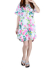 Elegant Women Flower Painting Irregular Hem Blouse