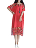 Elegant Women Flower Printed Chiffon Patchwork Maxi Dress