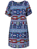 Elegant Women Folk Style Pattern Printed Summer Straight Dress