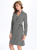 Elegant Women Geometric Printed Long Sleeve Cardigan Dress