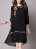 Elegant Women Half Sleeve O-Neck Loose Dress With Scarf