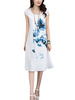 Elegant Women Ink Painting Cotton Linen Dress