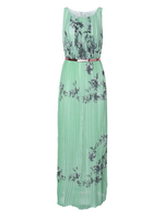 Elegant Women Ink Printed Pleated Chiffon Maxi Party Dresses