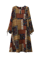 Elegant Women Long Sleeve Floral Printed Back Zipper Spring Dresses