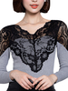 Elegant Women Long Sleeve Lace Crochet Patchwork Basic T-shirt